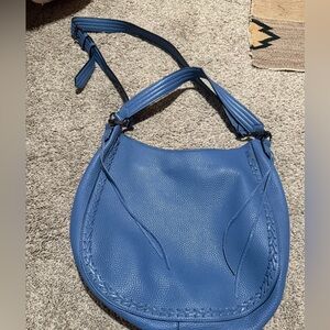 Blue Leather Shoulder Bag
